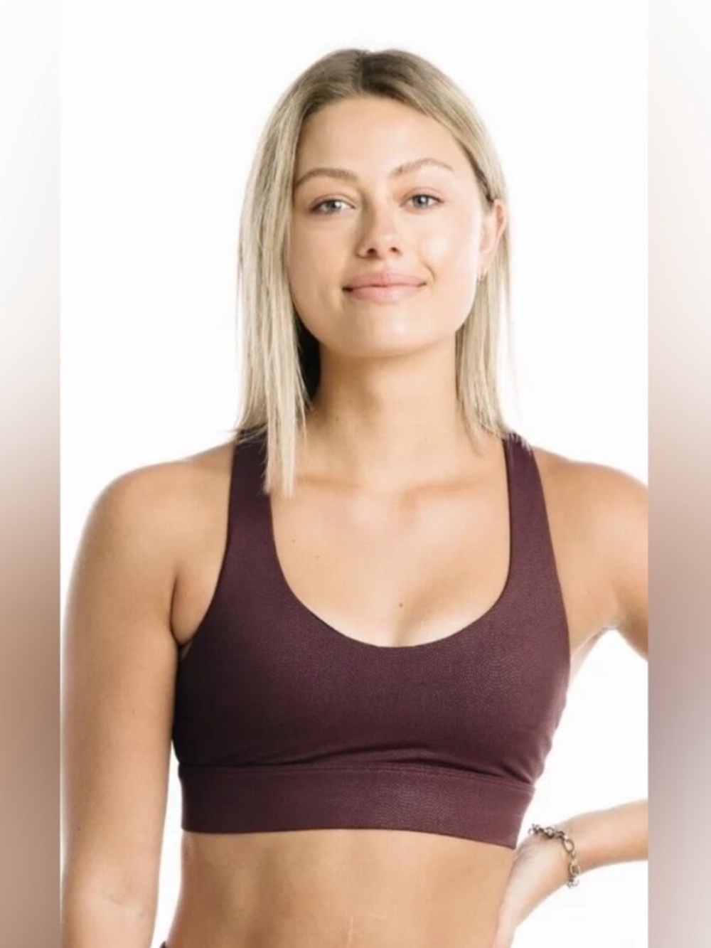 Zyia Fig Vibrations Light n Tight Strappy Bra Sz L